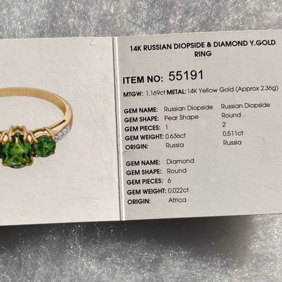 Russian Diopside & Diamond Ring in 14K Yellow Gold - Excellent Condition - Picture 10 of 10